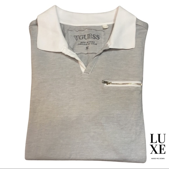 Guess Polo Shirt Grey & White - Picture 1 of 5